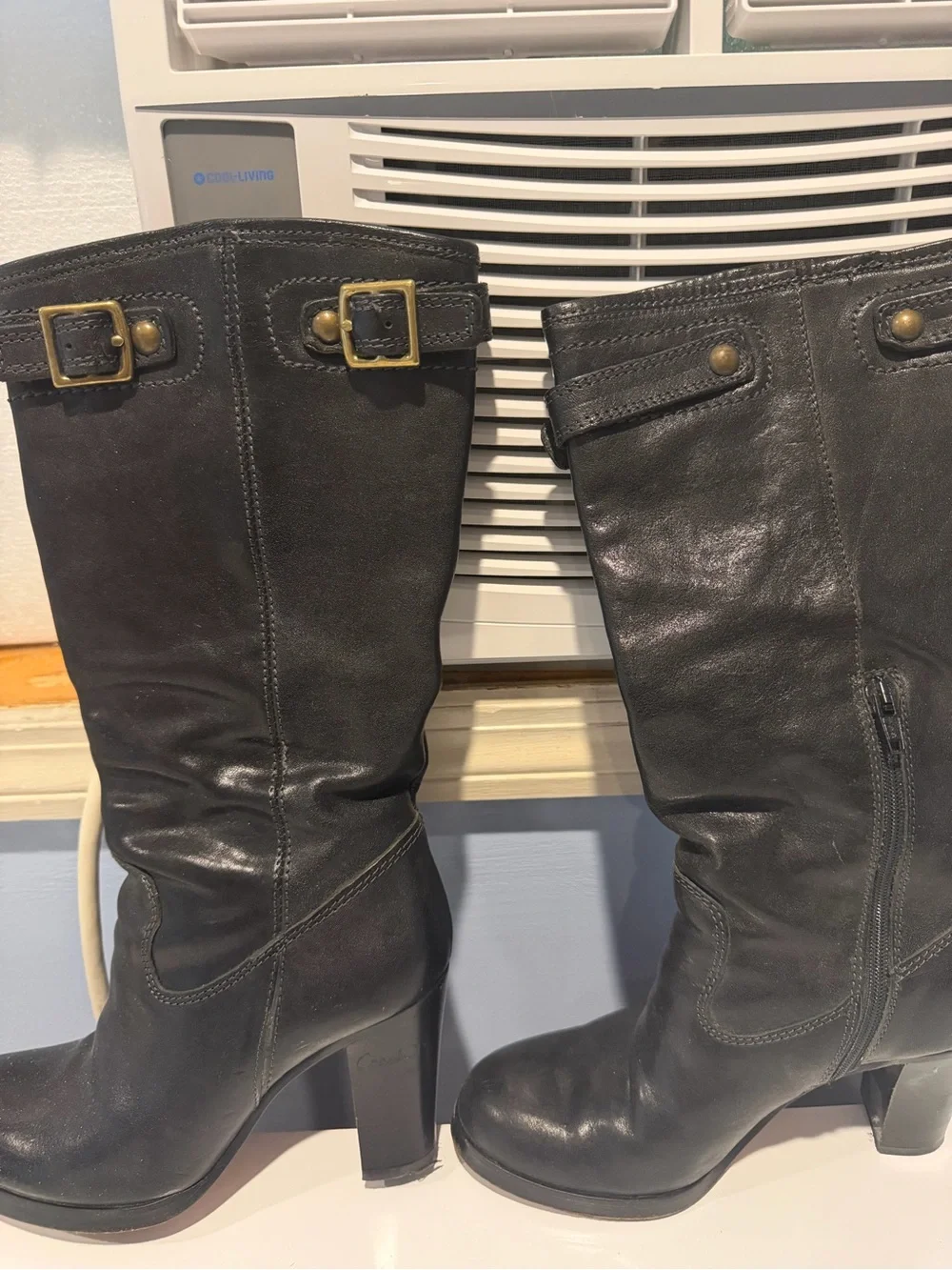 Coach Black Leather Knee-High Women's Boots